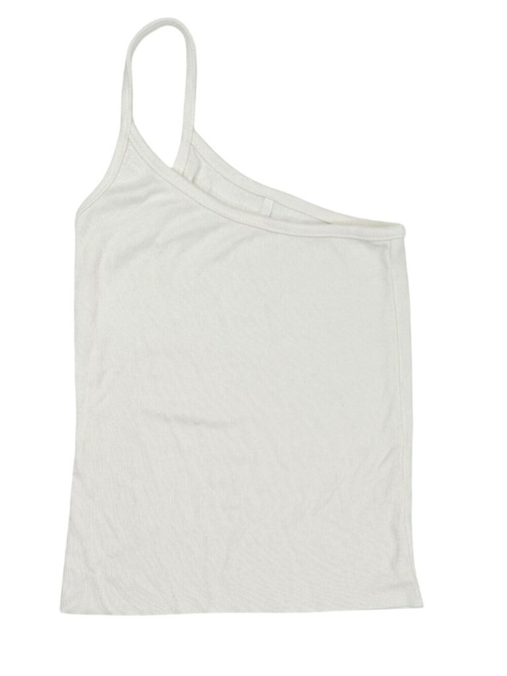 Are You Am I One Shoulder Tank in White